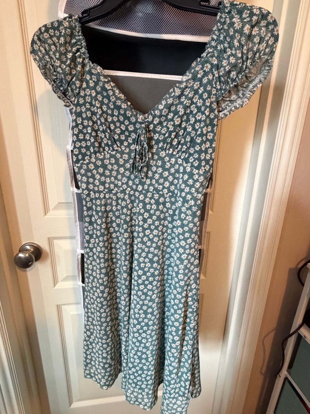 Wallflower Green Floral Print Skirt with White and Mustard Accents